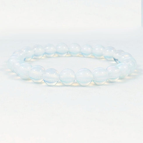 White Opalite Beaded Crystal Bracelet